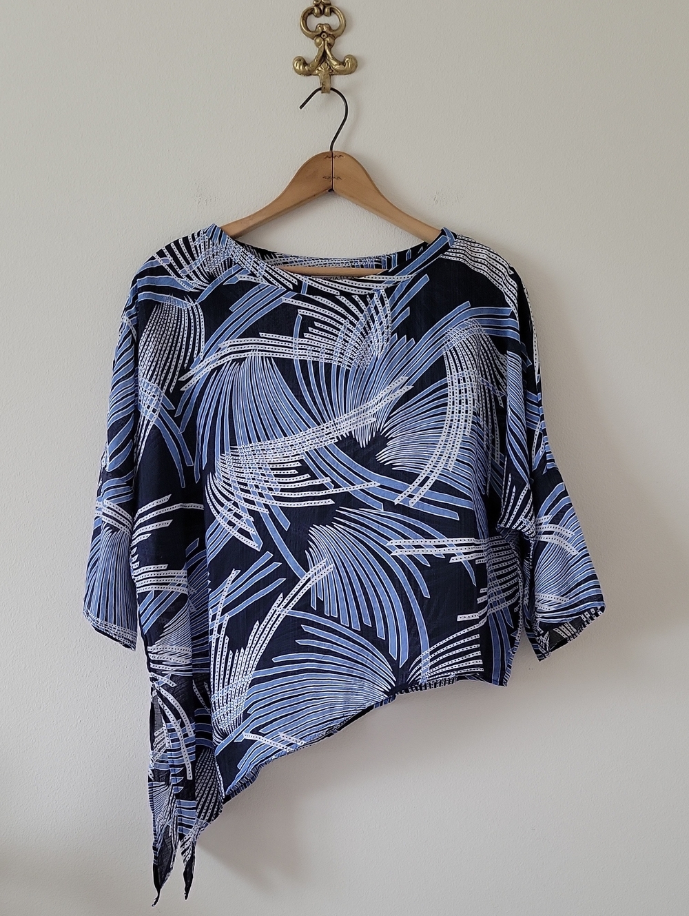 Patrizia Luca Blue Asymetrical Blouse Size M/L